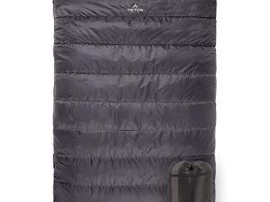 TETON Sports Fahrenheit Mammoth 0F/-18C Queen-Size Double Sleeping Bag; Warm and Comfortable; Double Sleeping Bag Great for Family Camping; Compression Sack Included, Grey, 0F/ 94" X 62"/ Grey (1077)