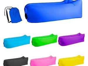 WZW 2Pcs Ergonomic Inflatable Lounger, Waterproof Anti-Air Leaking Air Sofa, Single Layer Nylon Fabric Camping Compression Sacks (Color : Purple)