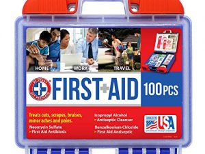 Be Smart Get Prepared 100 Piece First Aid Kit: Clean, Treat, Protect Minor Cuts, Scrapes. Home, Office, Car, School, Business, Travel, Emergency, Survival, Hunting, Outdoor, Camping & Sports