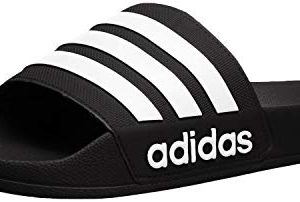 adidas Men's Adilette Shower Slide, Black/White/White, 9