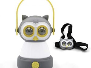 Outdoor Equipment LED Camping Lantern & Headlamp Set for Kids, FANT.LUX Battery Powered Night Light for Emergency, Hurricane, Lightweight Tent Lamp - Owl