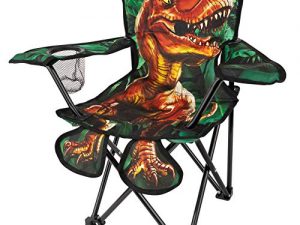 Toy-To-Enjoy Outdoor Dinosaur Chair for Kids – Foldable Children’s Chair for Camping, Tailgates, Beach, – Carrying Bag Included Mesh Cup Holder & Sturdy Construction. Ages 5 to 10 (Patent Pending)