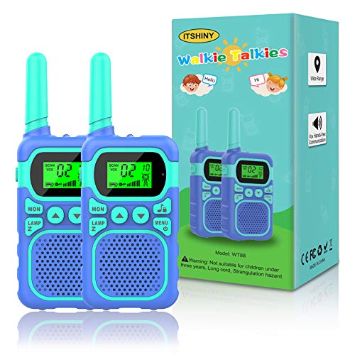 ITSHINY Kids Walkie Talkies with 22 Channels & 3 Mile Range for Outdoor Hiking Camping Children Toy Gifts for 3-12 Year Old Boys Girls -Blue
