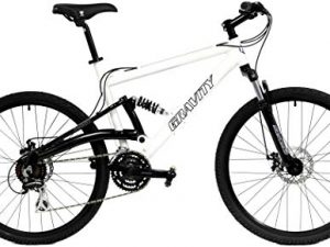 2021 Gravity FSX 1.0 Dual Full Suspension Mountain Bike with Disc Brakes (White, 19in)