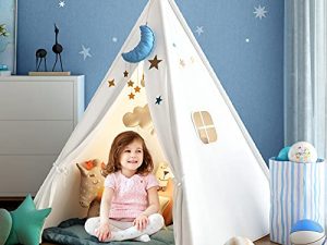 Kids Teepee Tent for Girls or Boys with Carry Case, Foldable Play Tent for Kids or Toddler Suit for Indoor and Outdoor Play, Protable Kids Playhouse Children Tent