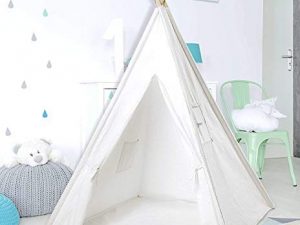 Teepee Tent for Kids | Kids Teepee | Kids Teepee Play Tent Foldable 5 Feet Tall 4 Poles | Playhouse for Kids | Large Childrens Teepee Tents Girls Boys Kids Teepee Tent | Wooden Poles | Floor Included