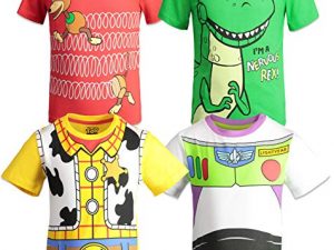 Disney Pixar Toy Story Boys 4 Pack T-Shirts Woody Buzz Lightyear Rex Slinky Dog 7