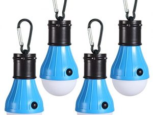 LED Camping Lights [4 Pack] Doukey Portable LED Tent Lanterns 4 Modes for Backpacking Camping Hiking Fishing Hurricane Outage Emergency Light Battery Powered Lamp for Outdoor and Indoor (Blue)