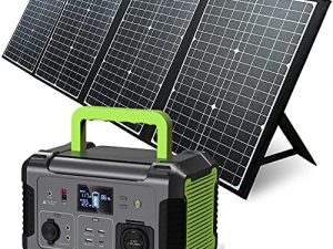 Portable Power Station with Solar Panel Included, 519Wh Solar Generator with 120W Foldable Solar Charger, MPPT, 12V Regulated Power Supply, 110V Pure Sine Wave AC Outlet, CPAP Backup Lithium Battery